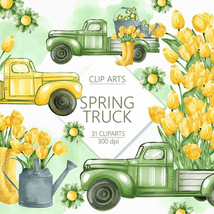 Kit Digital Caminhão Entrega de Flores Amarelas  1