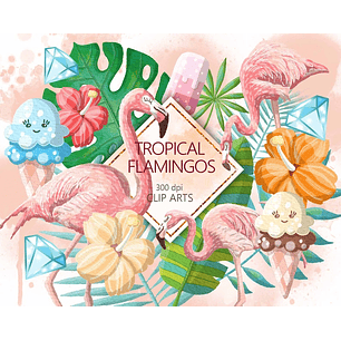 Kit Digital Tropical Flamingos 