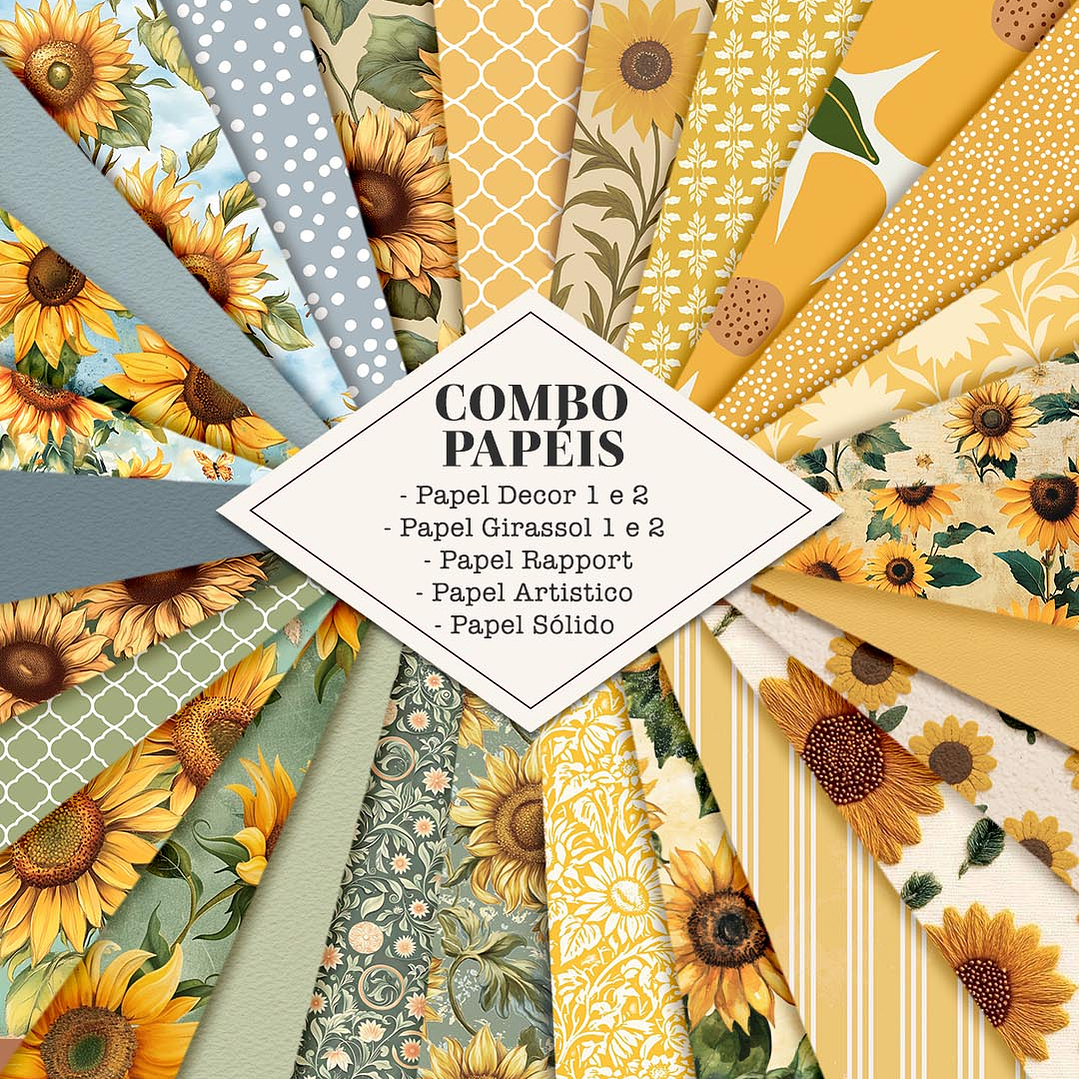 Kit Digital Combo Papéis Alma de Girassol - Tita  1