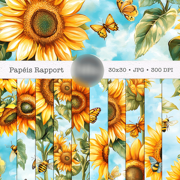 Kit Digital Combo Papéis Alma de Girassol - Tita  6