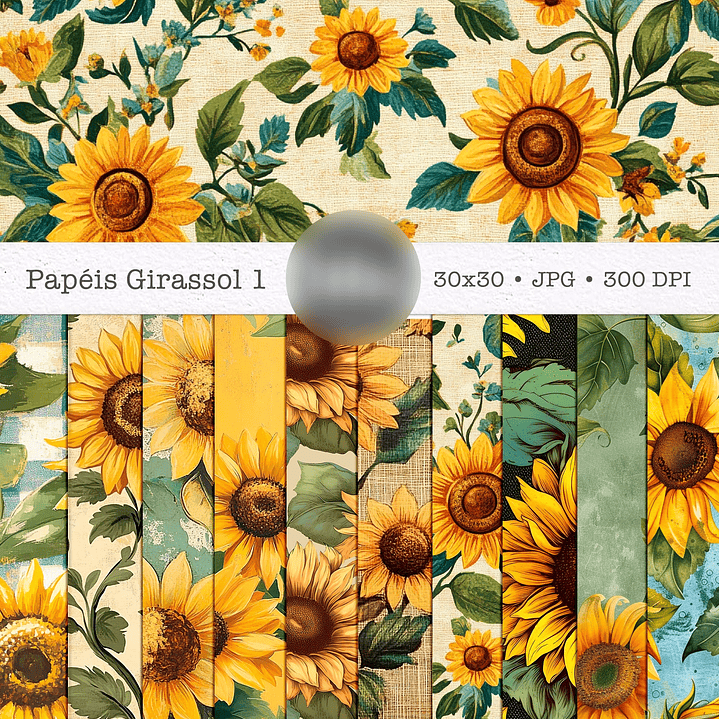 Kit Digital Combo Papéis Alma de Girassol - Tita  7