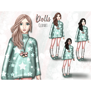 Kit Digital Bonecas com Casaco 