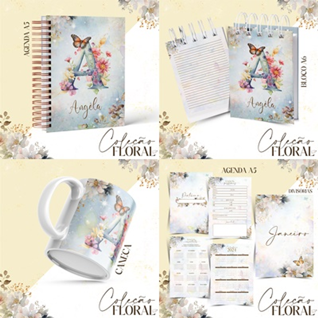 Arquivo Encadernação Alfabeto Floral - CHELLY 1