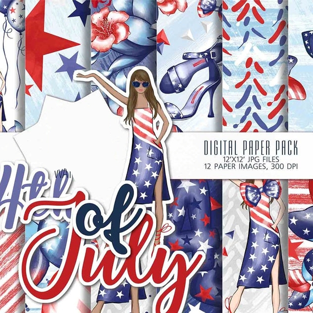 Kit Digital Papéis 4 de Julho  1