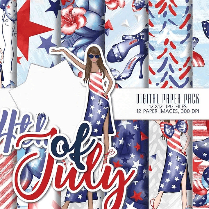 Kit Digital Papéis 4 de Julho  1