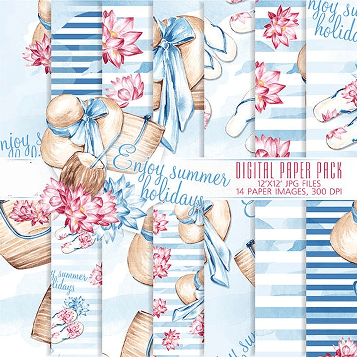 Kit Digital Papéis Verão  1