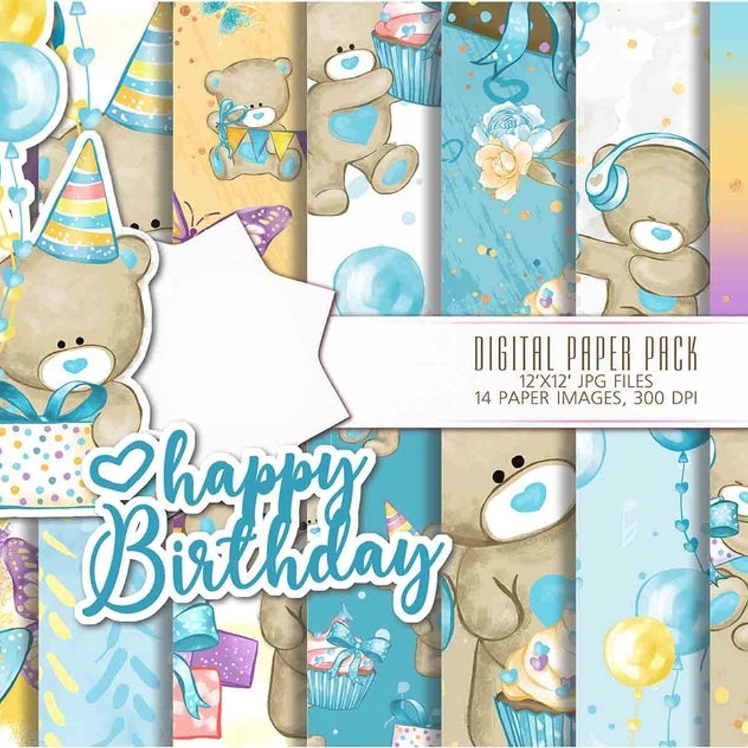 Kit Digital Papéis Ursinhos  1