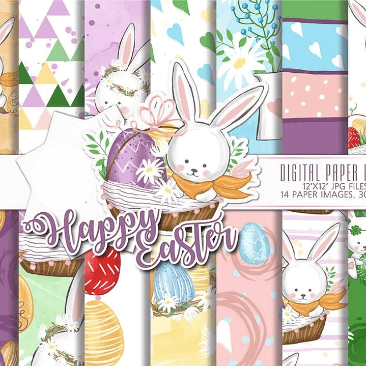 Kit Digital Papéis Feliz Páscoa  1