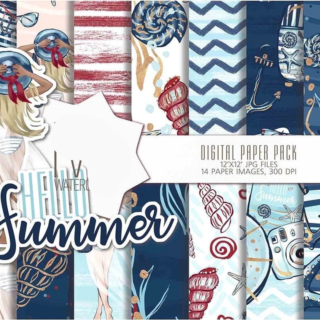 Kit Digital Papéis Verão  1