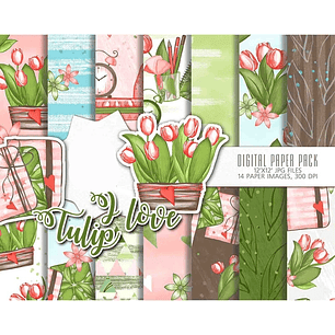 Kit Digital Papéis Tulipa 