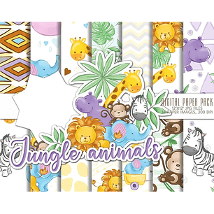 Kit Digital Papéis Animais da Selva 