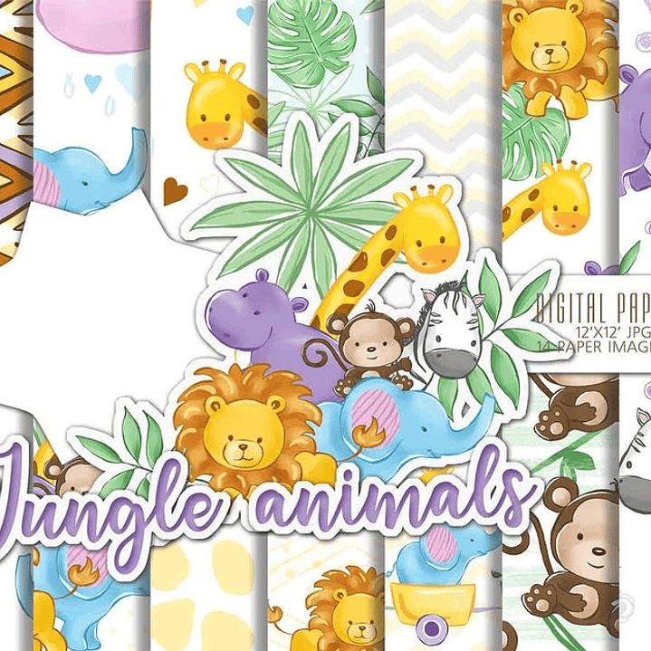 Kit Digital Papéis Animais da Selva  1