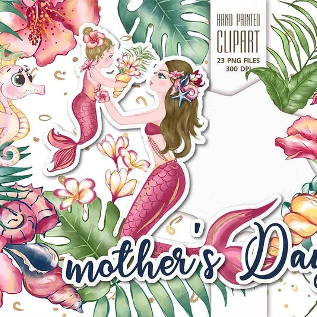 Kit Digital Mãe e Filha Sereia  1