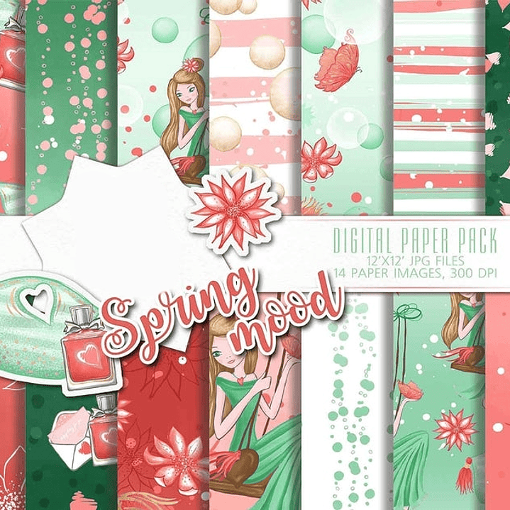 Kit Digital Papéis Clima de Primavera  1