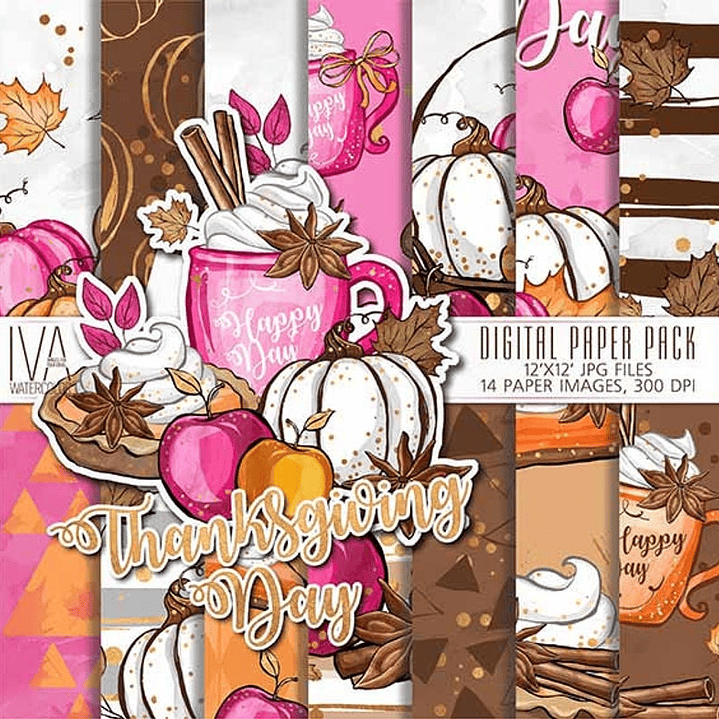 Kit Digital Papéis Ação de Graças  1