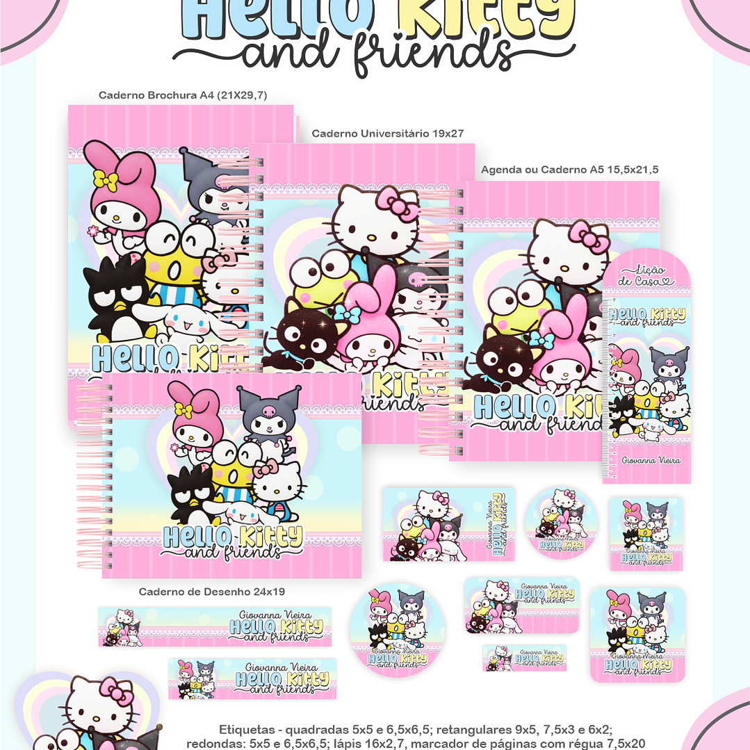 Arquivo Encadernação Escolar 2026 Hello Kitty e Amigos 1