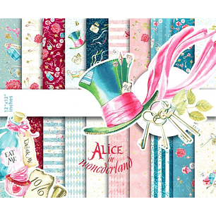 Kit Digital Papéis Alice no País das Maravilhas 