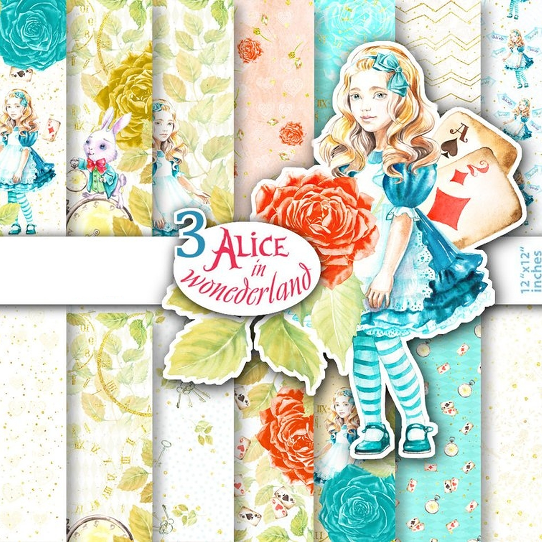 Kit Digital Papéis Alice no País das Maravilhas 03  1