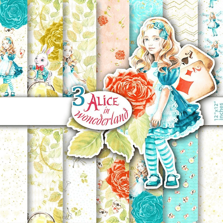 Kit Digital Papéis Alice no País das Maravilhas 03  1