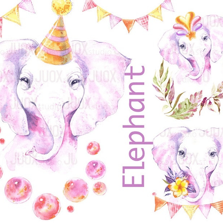 Kit Digital Bebê Elefante Roxo  1