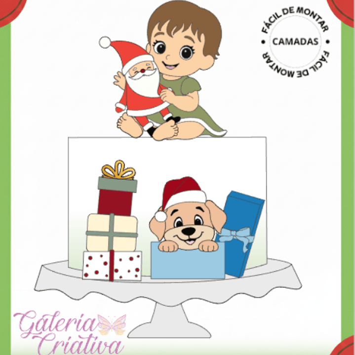 Arquivo Natal Topo de Bolo Bebezinha com Noel  1