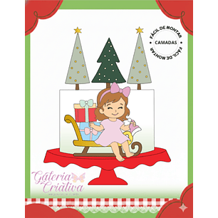 Arquivo Natal Topo de Bolo Menina no Treno