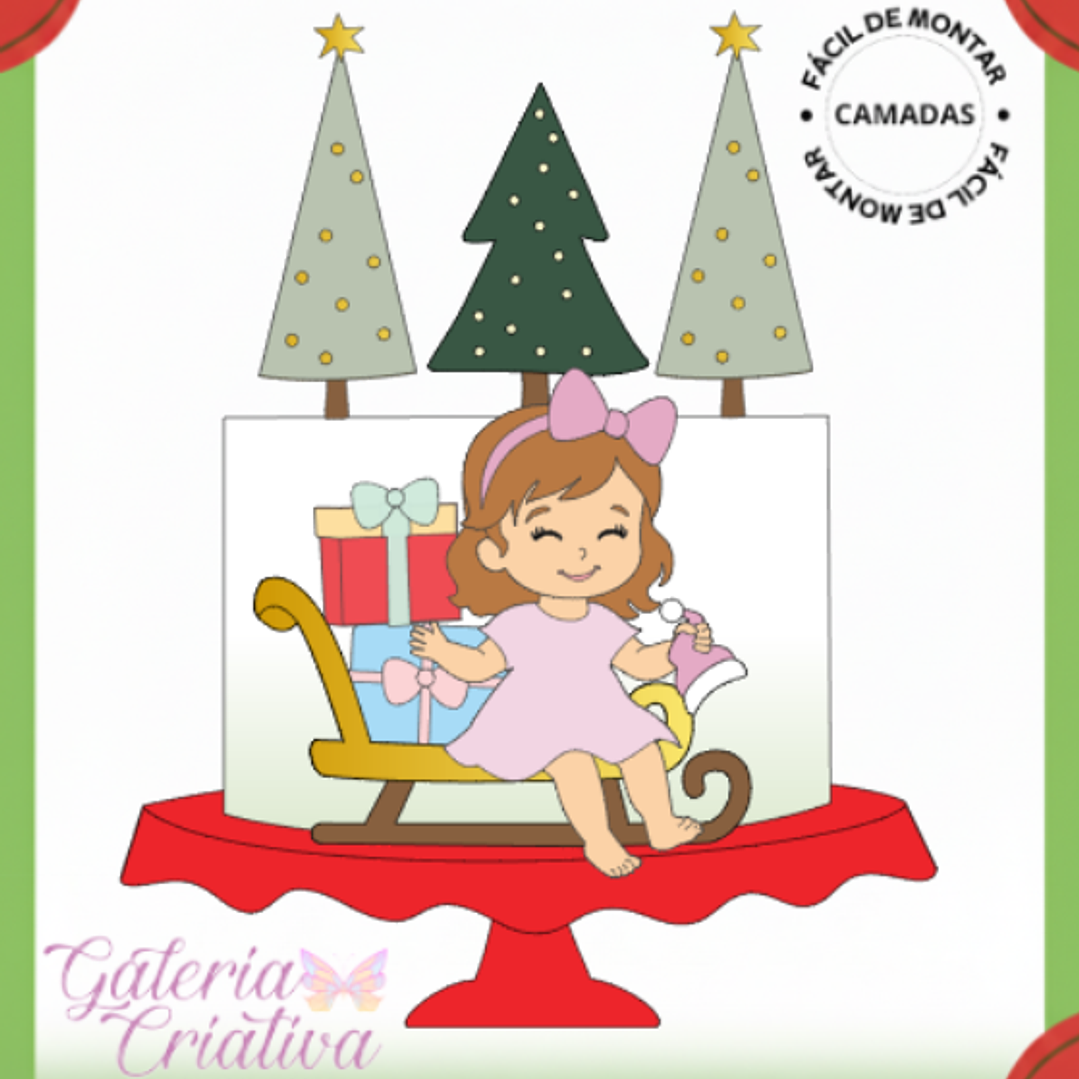 Arquivo Natal Topo de Bolo Menina no Treno 1