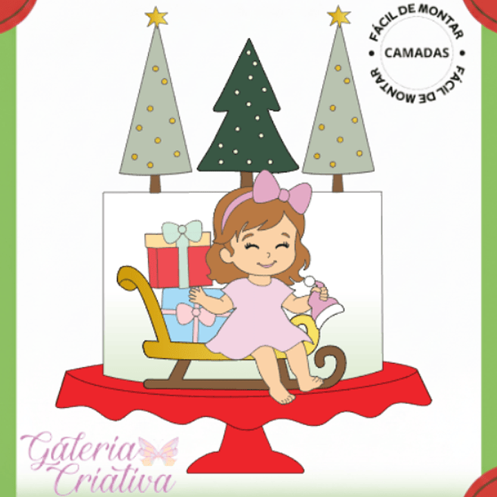 Arquivo Natal Topo de Bolo Menina no Treno 1