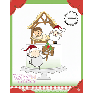 Arquivo Natal Topo de Bolo Cristão Presépio 