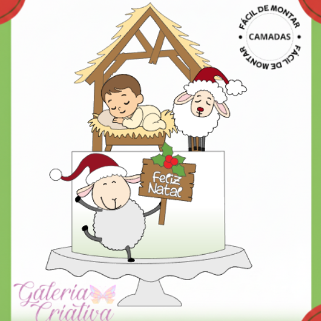 Arquivo Natal Topo de Bolo Cristão Presépio  1