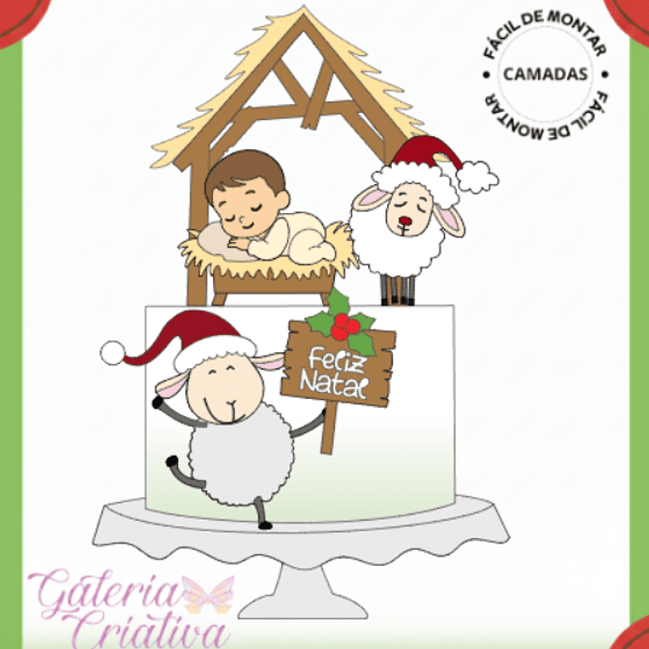 Arquivo Natal Topo de Bolo Cristão Presépio  1