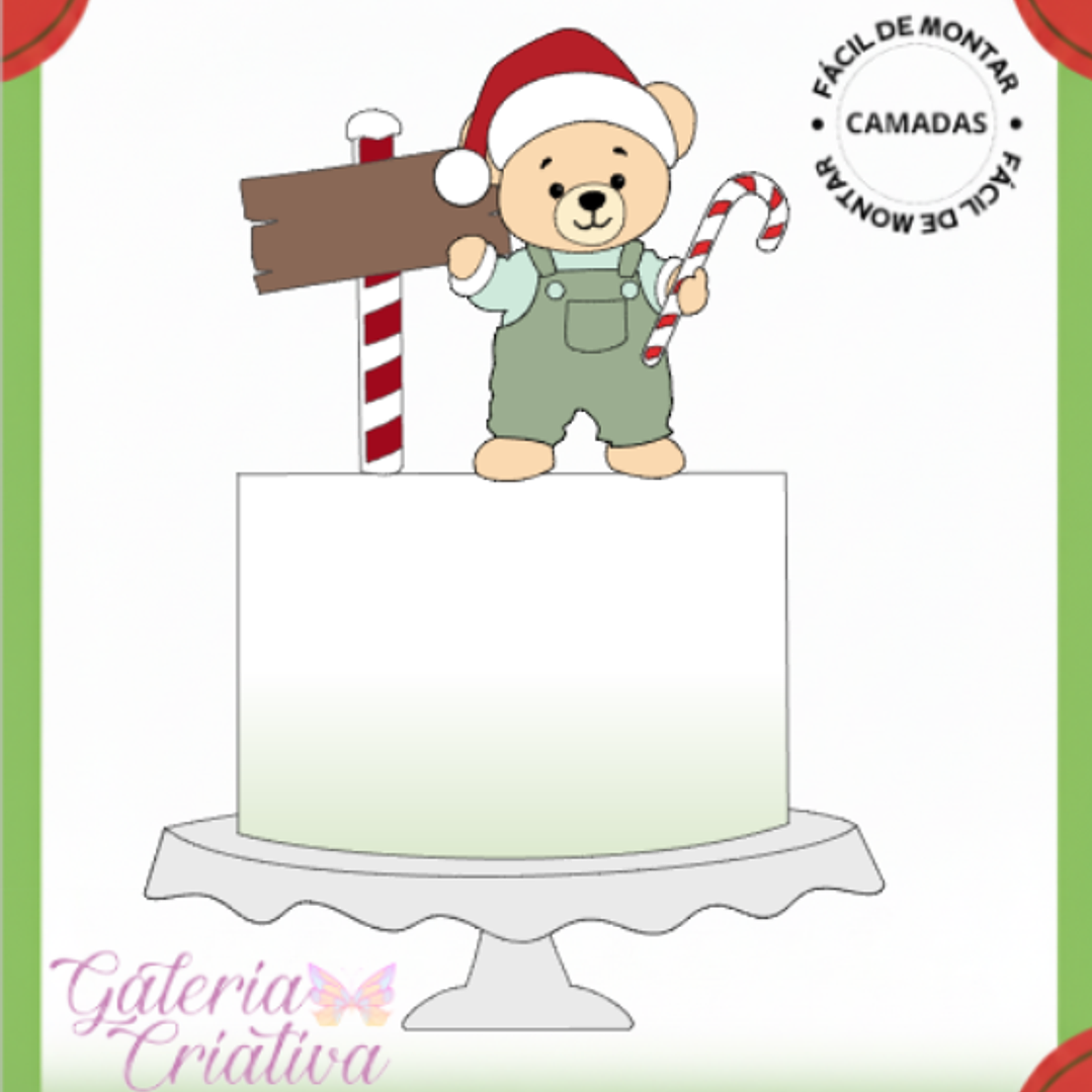 Arquivo Natal Topo de Bolo Ursinho  1