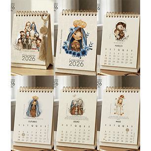 Arquivo Mini Calendário de Mesa Santinhos A6 2026 - Carinas 
