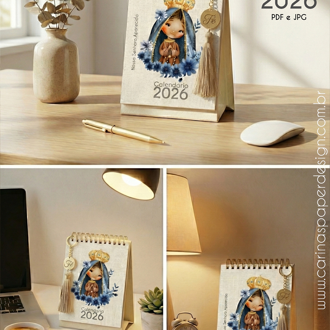 Arquivo Mini Calendário de Mesa Santinhos A6 2026 - Carinas  7