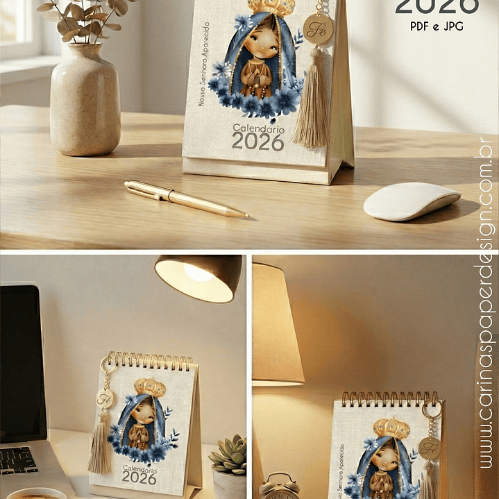 Arquivo Mini Calendário de Mesa Santinhos A6 2026 - Carinas  7