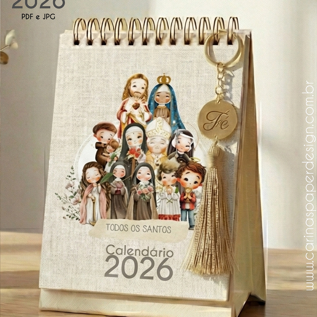 Arquivo Mini Calendário de Mesa Santinhos A6 2026 - Carinas  8
