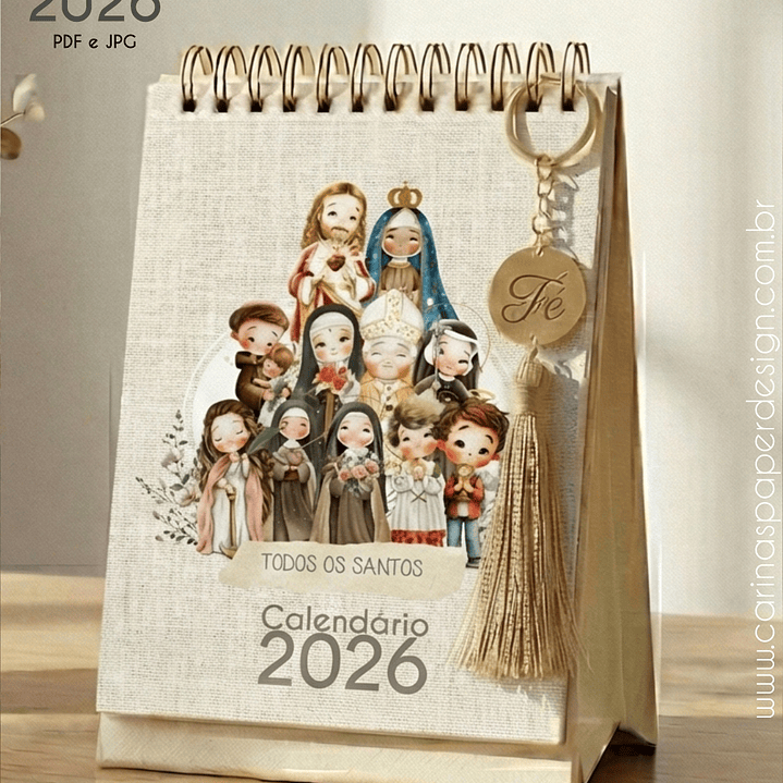 Arquivo Mini Calendário de Mesa Santinhos A6 2026 - Carinas  8