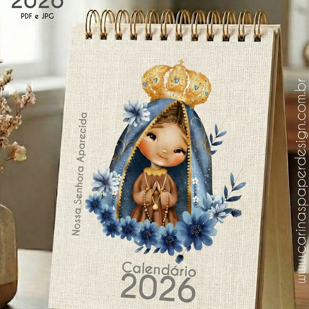 Arquivo Mini Calendário de Mesa Santinhos A6 2026 - Carinas  9