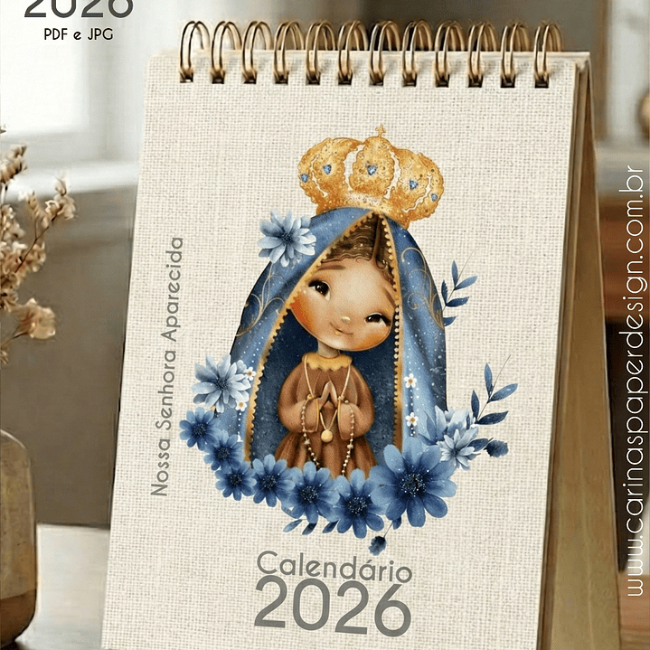 Arquivo Mini Calendário de Mesa Santinhos A6 2026 - Carinas  9