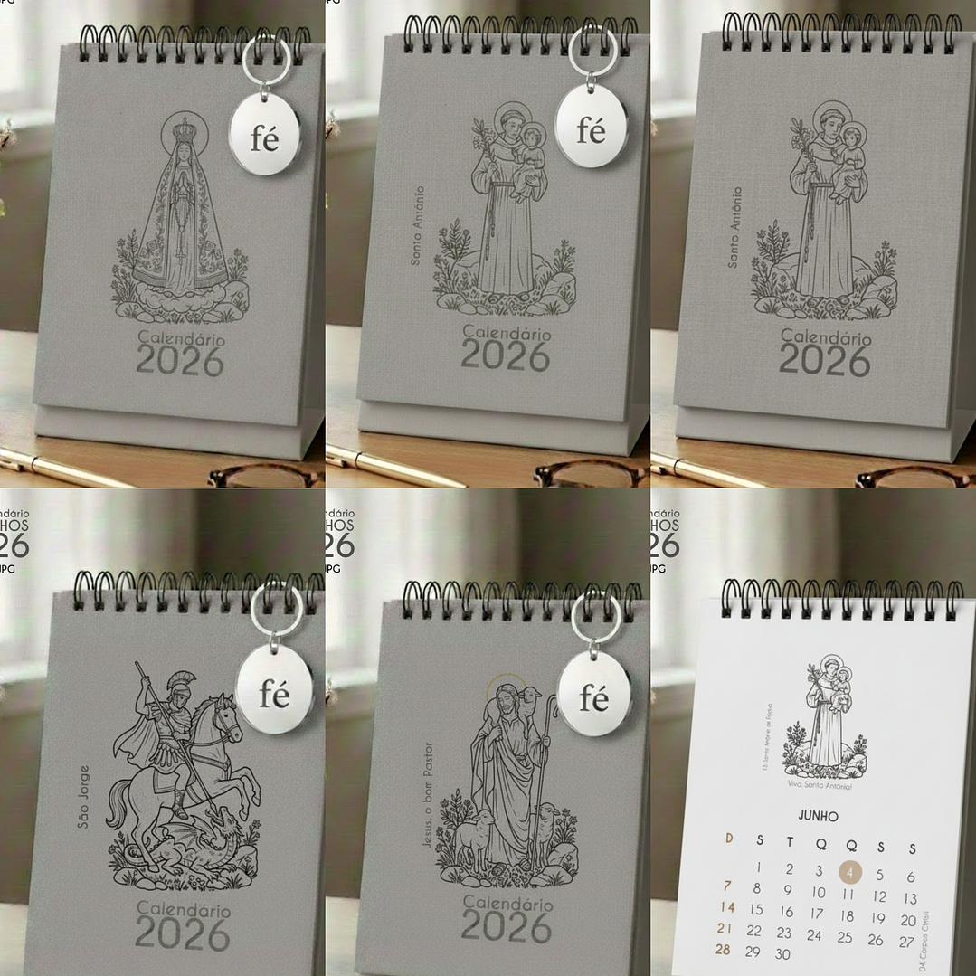 Arquivo Mini Calendário de Mesa A6 Santinhos Masc 2026 - Carinas  1