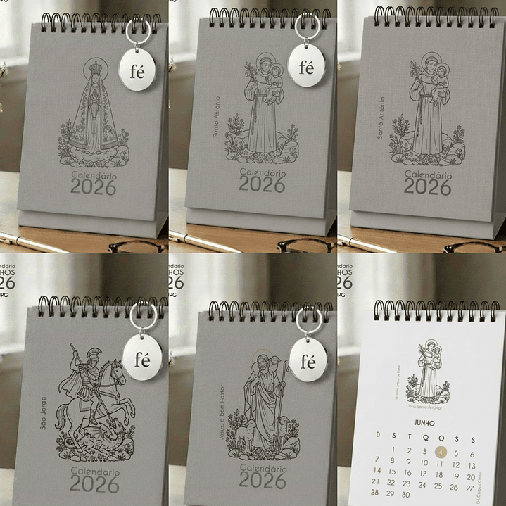 Arquivo Mini Calendário de Mesa A6 Santinhos Masc 2026 - Carinas  1