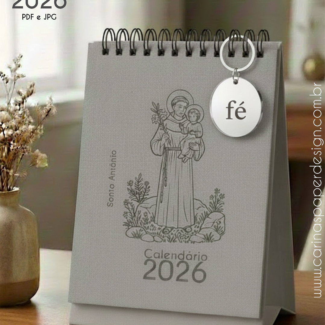 Arquivo Mini Calendário de Mesa A6 Santinhos Masc 2026 - Carinas  5