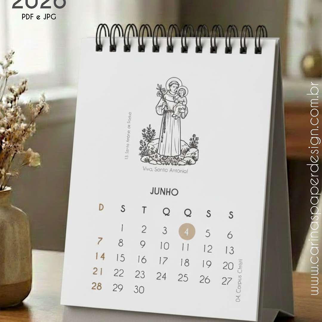 Arquivo Mini Calendário de Mesa A6 Santinhos Masc 2026 - Carinas  6