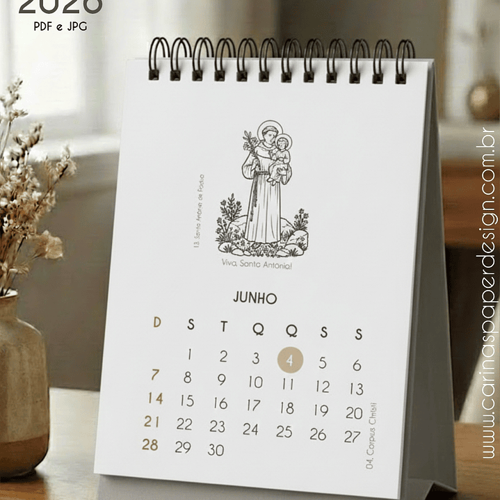 Arquivo Mini Calendário de Mesa A6 Santinhos Masc 2026 - Carinas  6