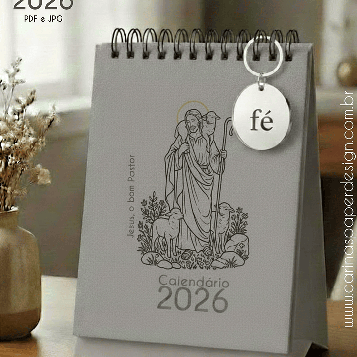 Arquivo Mini Calendário de Mesa A6 Santinhos Masc 2026 - Carinas  7