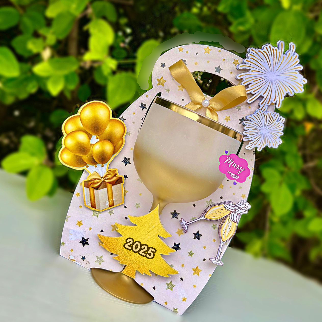 Arquivo Ano Novo Suporte Taça de Gin 2025 - Mary Criações  1
