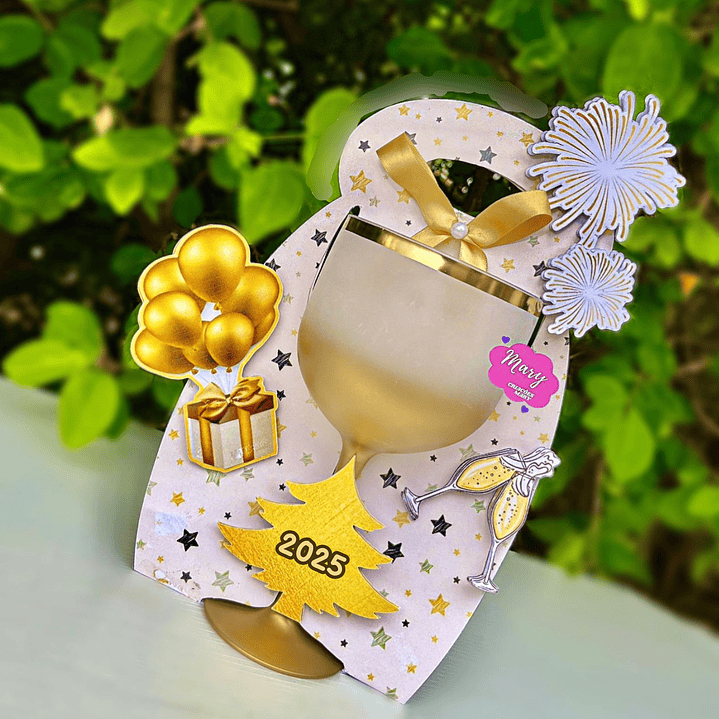 Arquivo Ano Novo Suporte Taça de Gin 2025 - Mary Criações  1