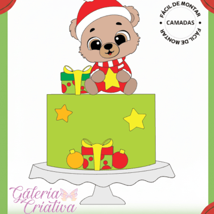 Arquivo Natal Topo de Bolo Ursinho  1