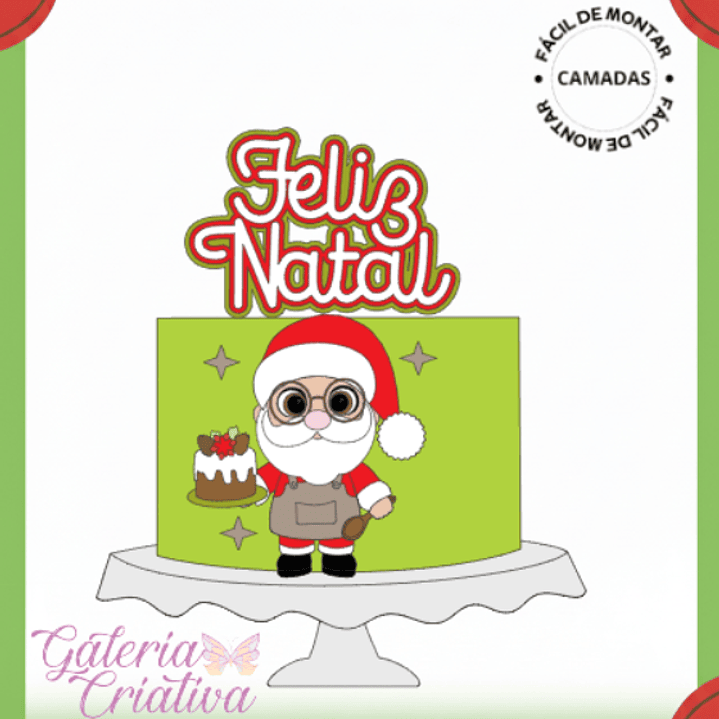 Arquivo Natal Topo de Bolo Papai Noel Confeiteiro  1