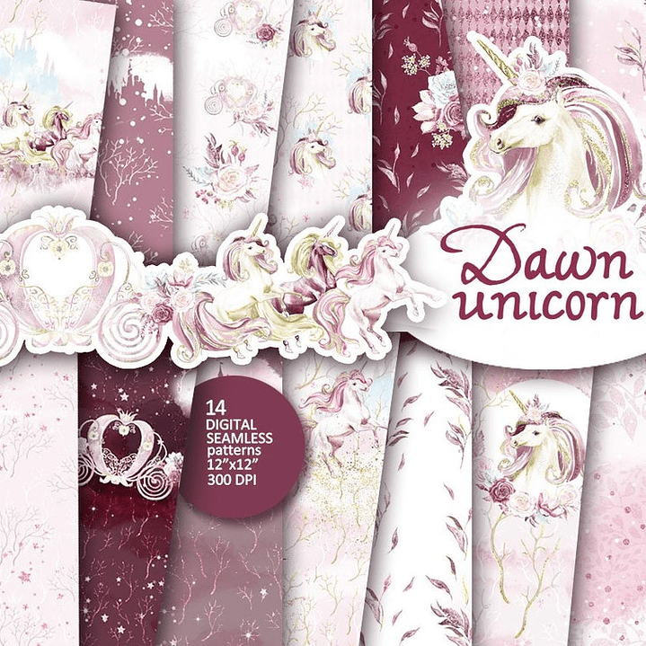 Kit Digital Papéis Unicórnio  1
